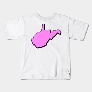 Pink West Virginia Outline Kids T-Shirt